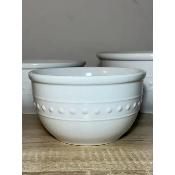 Totally Today White Embossed Nesting Bowls Minimalist French Country Cottagecore - Picture 8 of 11